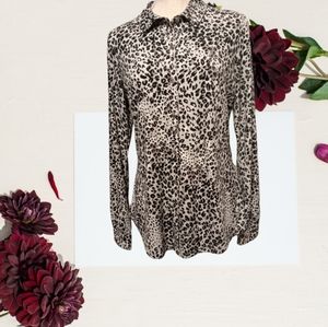 Black and White Animal Print Soft Knit Button-Down by Jones New York Signature
